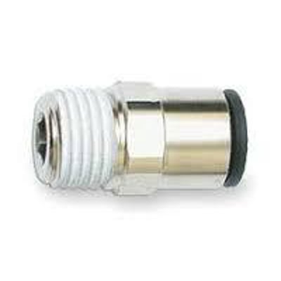 Parker Legris enkelt union KRG 3175 med Ø4 mm slangekobling og 1/4" BSPT gevind i forniklet messing.