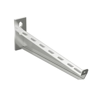 Schneider Electric konsol 50-600 i syrefast rustfri stål A4, 600 mm bred, med huller til montering.