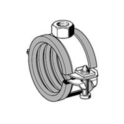 Illustration af Beck Scanclamp Easyclip rørbøjle, der viser M8 gevind og gummiindlæg til 12-14 mm rør.