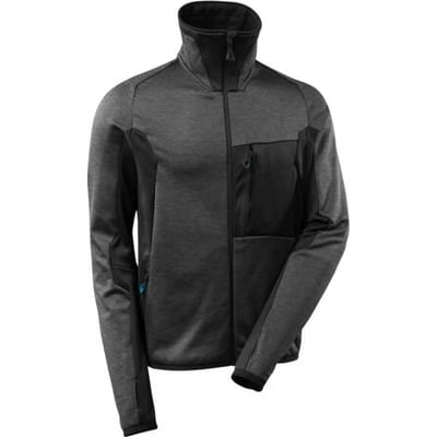 Mascot Advanced fleecetrøje i mørk antracit/sort med lynlås og brystlomme, moderne pasform og tofarvet design.
