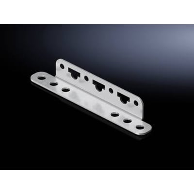 Rittal Universalvinkel AX plast, en L-formet monteringsvinkel af metal med flere monteringshuller og udskæringer.