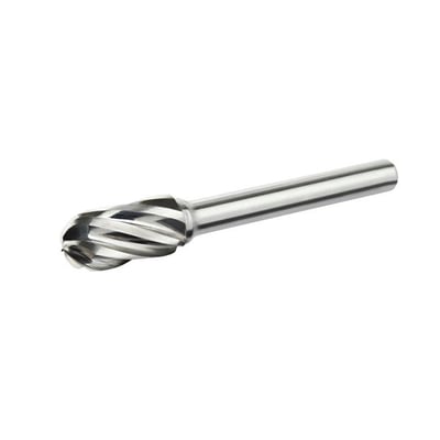 Ironside roterende hårdmetalfil med profil C, 10 x 20 mm, vist skråt med cylindrisk skærehoved og rundt skaft.