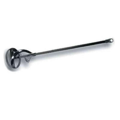 Ironside piskeris til maling med sort hoved, langt skaft, beskyttelsesring og 8 mm sekskanttilslutning; Ø80 mm og 400 mm.