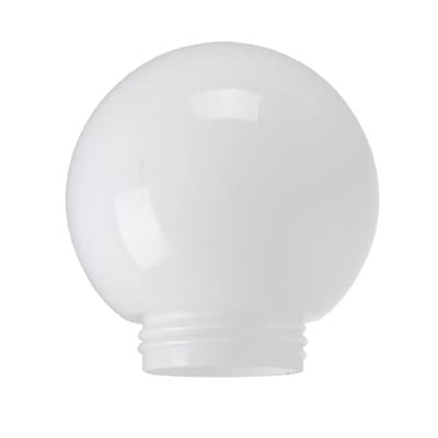 Opal PMMA plastkugle med 150 mm diameter og 84 mm gevind, ideel til belysning.