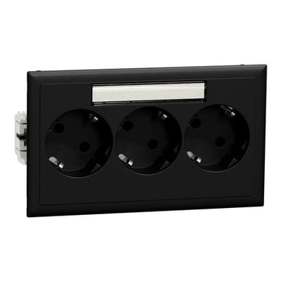 Thorsman CYB PS Masterudtag fra Lauritz Knudsen med tre stikkontakter i sort PC/ABS plast, med skrueløs montering.