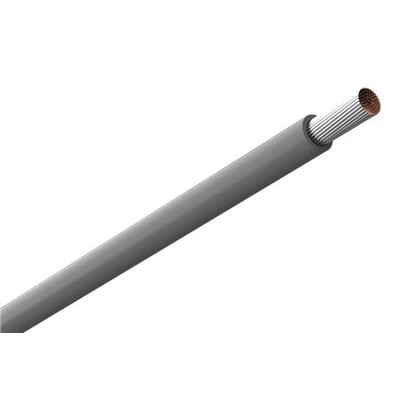 Lysegrå Amokabel Texiline HF90 TW monteringsledning med synlig flertrådet leder i enden, 0,75 mm².