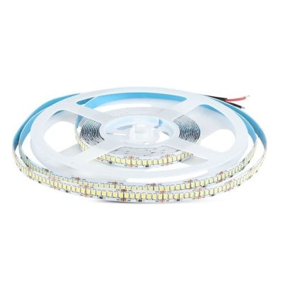 V-Tac dæmpbar LED-strip på rulle med tætsiddende dioder og ledninger, 5 meter, 120 W og koldt hvidt lys.