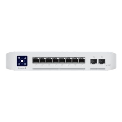 Ubiquiti UniFi Enterprise 8p POE Switch med Layer 3 og 8 x 2.5G PoE+ porte samt 2 x SFP+ uplinks.