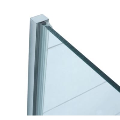 Vetro magnetliste med 16,5 mm Fast system og kromprofil, viser et hjørne af en glasplade på hvid baggrund.