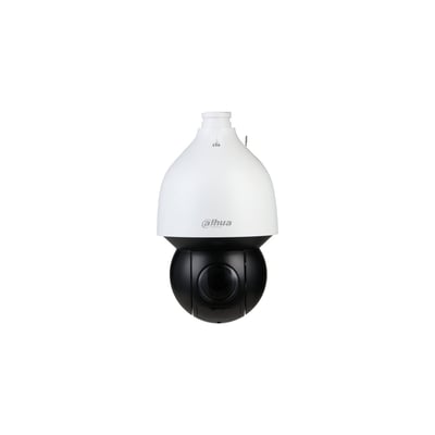 Dahua 4 MP dome-PTZ-netværkskamera, model SD5A445MB-H, med hvid overdel og sort bevægelig kameradel.