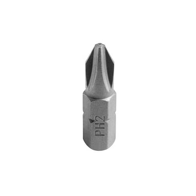 Ironside S2 Plus PH3-bit på 25 mm står med krydskærven øverst og et sekskantet skaft præget med PH2.