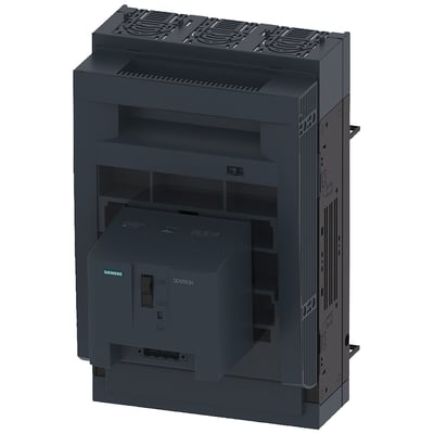 Siemens SENTRON 3NP1 3-polet sikringsafbryder i mørkegrå plast, 250 A, med afbryderhåndtag og "ON/OFF/TEST" markeringer.