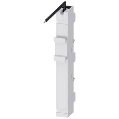 Siemens 8US2 enpolet busbaradapter på 16 A med sort tilslutningsledning til fase L2, set skråt forfra.