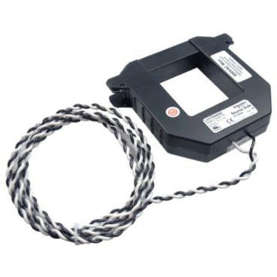 Schneider Electric LVCT split-core strømtransformer til 600A kredsløb med 0,333V udgang og sort kabel.