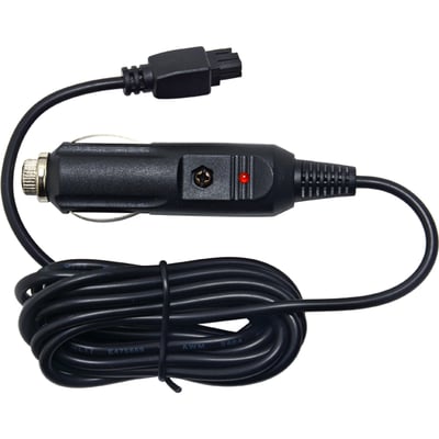 Teltonika reserve strømforsyning til RUT2-8-9 serien, sort cigarettænder-stik med LED-indikator og kabel.