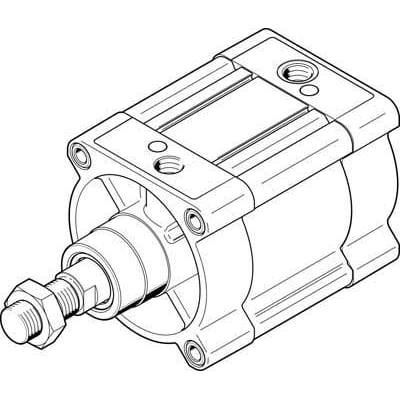 Festo normcylinder DSBC-125-40-PPSA-N3 med 40mm slaglængde og 125mm stempeldiameter vist som en teknisk tegning.