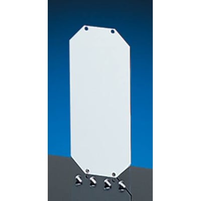 Hensel montageplade til Mi-kasser 1-4, 259 x 115 mm, med huller i hjørnerne og fire monteringsbeslag.