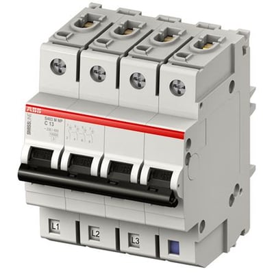 ABB UK S403M-C3NP A.SMIS afbryder, 3-polet plus nul, med C-karakteristik og 3A nominel strøm.