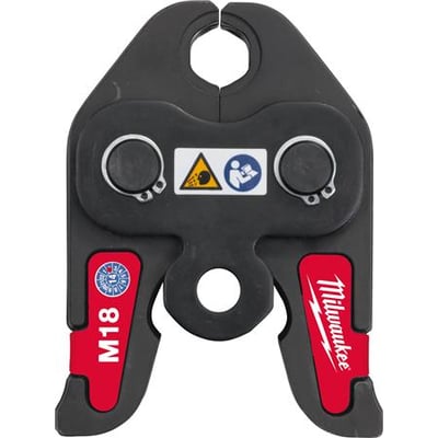 Milwaukee M18 presseværktøj i sort og rød, designet til professionel brug.