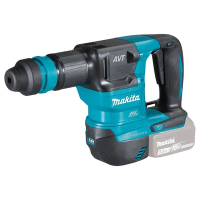Makita 18V kulfri SDS-Plus mejselhammer med AVT teknologi og BL MOTOR, vist med 5.0Ah LXT batteri.