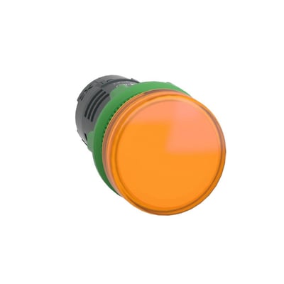 Schneider Electric signallampe XB5 LED, ø22mm, med plan linse i orange farve og 24VACDC spænding.