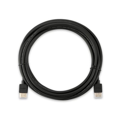 Sort TIGHT AV Flex HDMI 2.0-kabel på 5 meter med HDMI-hanstik i begge ender, rullet sammen.