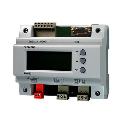 Siemens RWD82 regulator (Standard) universal regulator i hvidt plast med sort display og betjeningsknapper.