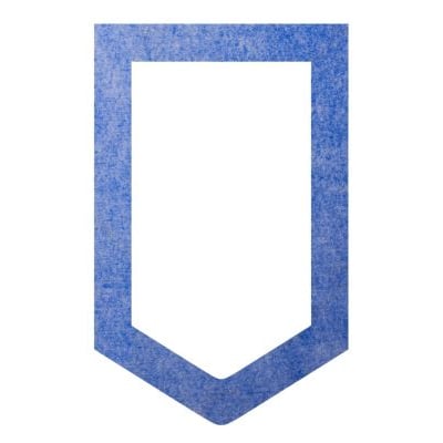 Grohe forsegling til lækageboks af blå plast med en unik skjoldformet kant og hvidt indre hulrum.