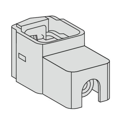 Schneider Electric klemme til 100/160A, 95 mm², grå plast og illustrativ tegning af produktets ydre.