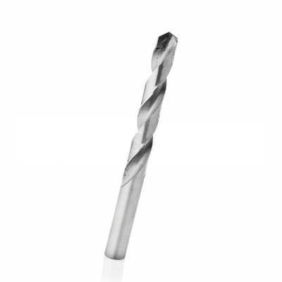 Thürmer 5.0MM spiralbor HSS M/HM med cylindrisk skaft, vinklet fra siden og vist på hvid baggrund.