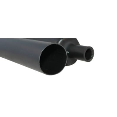 Sort, dobbeltvægget krympeslange af polyolefin med indvendig lim til en 15/34 mm diameter og 1,2 meters længde.