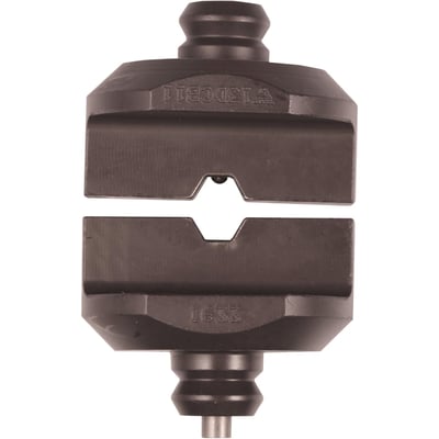 Elpress Dualpressebakker 13DCB30 med synlige markeringer, klar til montering på 240mm² Cu-forbindelser for sekskantpresning.