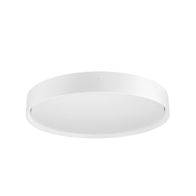 SLV Decona 42 loftlampe i hvid, vist nedefra med en flad, rund designprofil på hvid baggrund.
