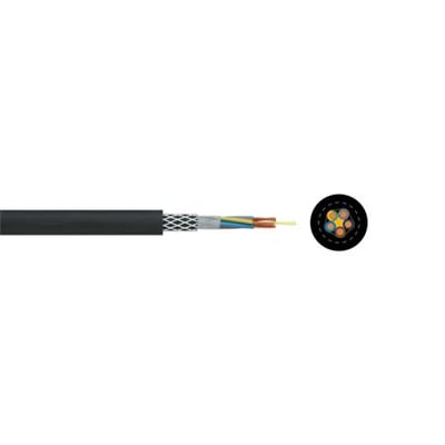 Trommelflex PUR-HF 05G16, et sort oliebestandigt og UV-resistent kabel med 5 ledere på en hvid baggrund.