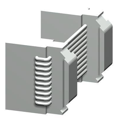 Grå 3D-rendering af Siemens Simocode forbindelseskabel, der viser system interface-stikket med rillede detaljer.
