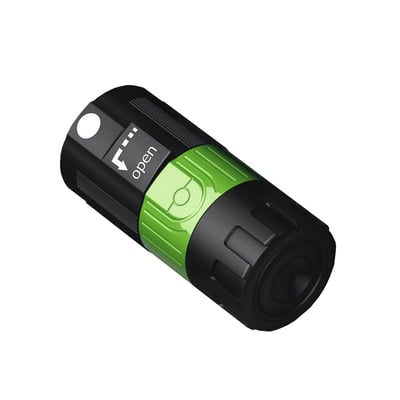 Schneider Electric Ytech encoder konnektor med grønne og sorte detaljer, beregnet til encoder kabler.