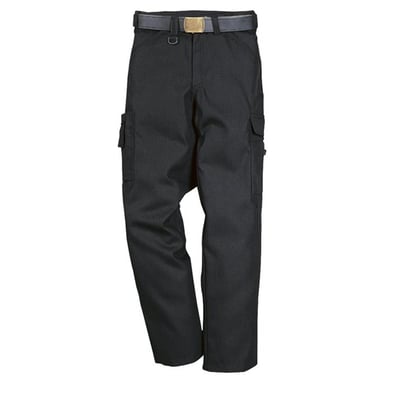 Kansas Pro Service 100254 servicebukser i sort, fremstillet af 65% polyester og 35% bomuld, med mange praktiske lommer og bælte.