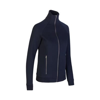 ID Identity navy dame cardigan i kraftig kvalitet med lynlås og to sidelommer, 4XL.