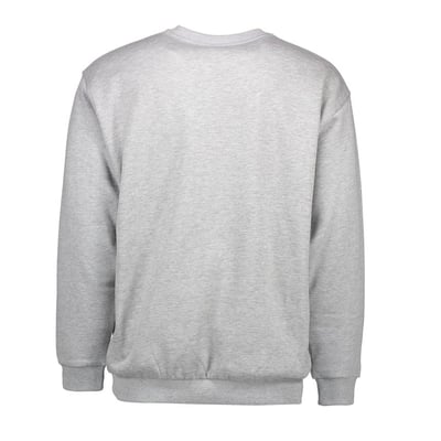 ID Identity GAME sweatshirt til mænd i gråmelange, størrelse 2XL, vist bagfra med rund hals og ribkant.