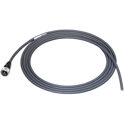 Siemens SIPLUS CMS2000 MIL-KABEL-1000 tilslutningskabel på 10 meter, grå kabel med metalstik med tre ben på hvid baggrund.