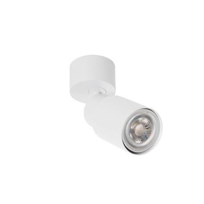 SLV PURI CW spotlampe i hvid, vist med slukket GU10 lyskilde og tydelige LED-komponenter i lampehovedet.