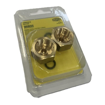Refco flaskeadapter 1/2'' G x 1/4'' SAE, type 19803/2, ses som to adaptere i blisterpakning.