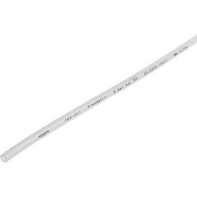 Festo trykluftslange PEN-4X0,75-NT i naturfarvet polyethylen, med trykte detaljer om brand og dimensioner.