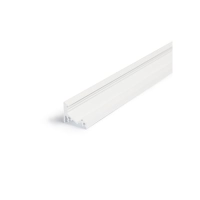 LightSolutions vinklet aluprofil model C i hvid finish, set fra siden med fokus på profilens udformning.