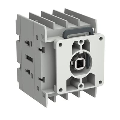 ABB OT Plus 4-polede lastafbryder OT25G1-4DSN2/48 på 25 A set skråt forfra uden betjeningshåndtag.