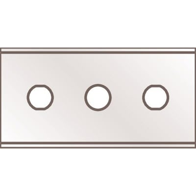 Rustfrit knivblad 13730 med tre præcisionshuller, 43x22,2 mm, ideelt til fødevareindustrien.