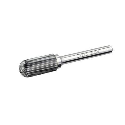 Ironside roterende hårdmetalfil C 1225 S, 25 x 12 mm, med cylindrisk riflet hoved og skaft.