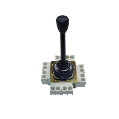 Schneider Electric XD2CL1010 kontroller med sort joystick-greb monteret på et firkantet metalchassis med hvide terminaler.
