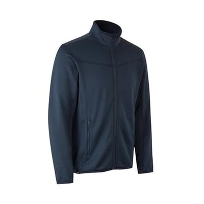 ID Identity navy cardigan i størrelse 4XL, med YKK lynlås foran og diskrete sidelommer.