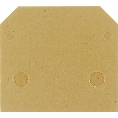 Weidmüller skilleplade TW4-10 PA i beige PA66 materiale, 1.5 mm tyk med fire monteringshuller på neutral baggrund.